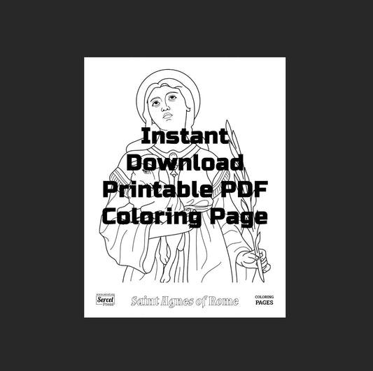 Saint Agnes of Rome, Printable Catholic Coloring Page, High-Resolution PDF Download, Unlimited Prints, Catholic Education, Homeschool