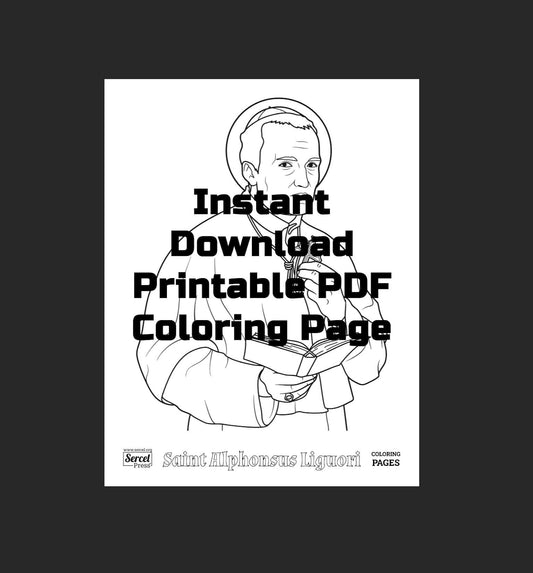 Saint Alphonsus Liguori, Printable Catholic Coloring Page, High-Resolution PDF Download, Unlimited Prints, Catholic Education, Homeschool