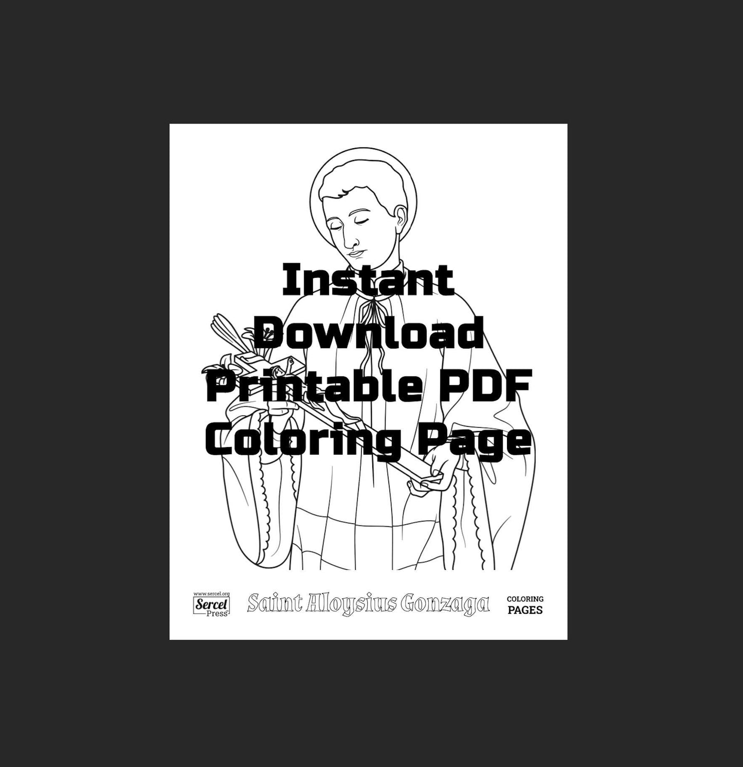 Saint Aloysius Gonzaga, Printable Catholic Coloring Page, High-Resolution PDF Download, Unlimited Prints, Catholic Education, Homeschool