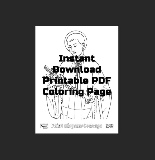 Saint Aloysius Gonzaga, Printable Catholic Coloring Page, High-Resolution PDF Download, Unlimited Prints, Catholic Education, Homeschool