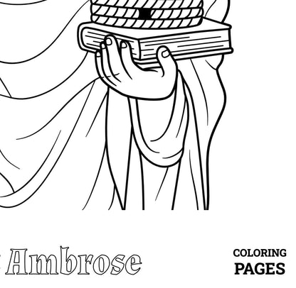 Saint Ambrose, Printable Catholic Coloring Page, High-Resolution PDF Download, Unlimited Prints, Catholic Education, Homeschool