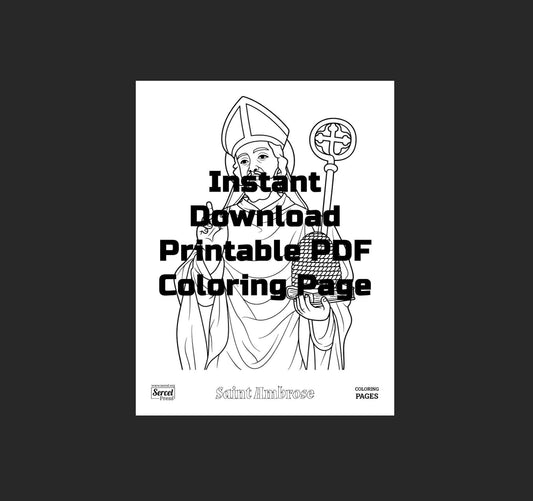 Saint Ambrose, Printable Catholic Coloring Page, High-Resolution PDF Download, Unlimited Prints, Catholic Education, Homeschool