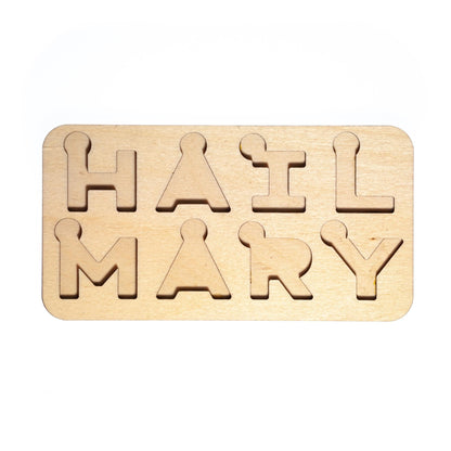 Mini Hail Mary Letter Puzzle, Made in the USA from Birch Wood, 5.5" x 2.75", Catholic Education, Home School