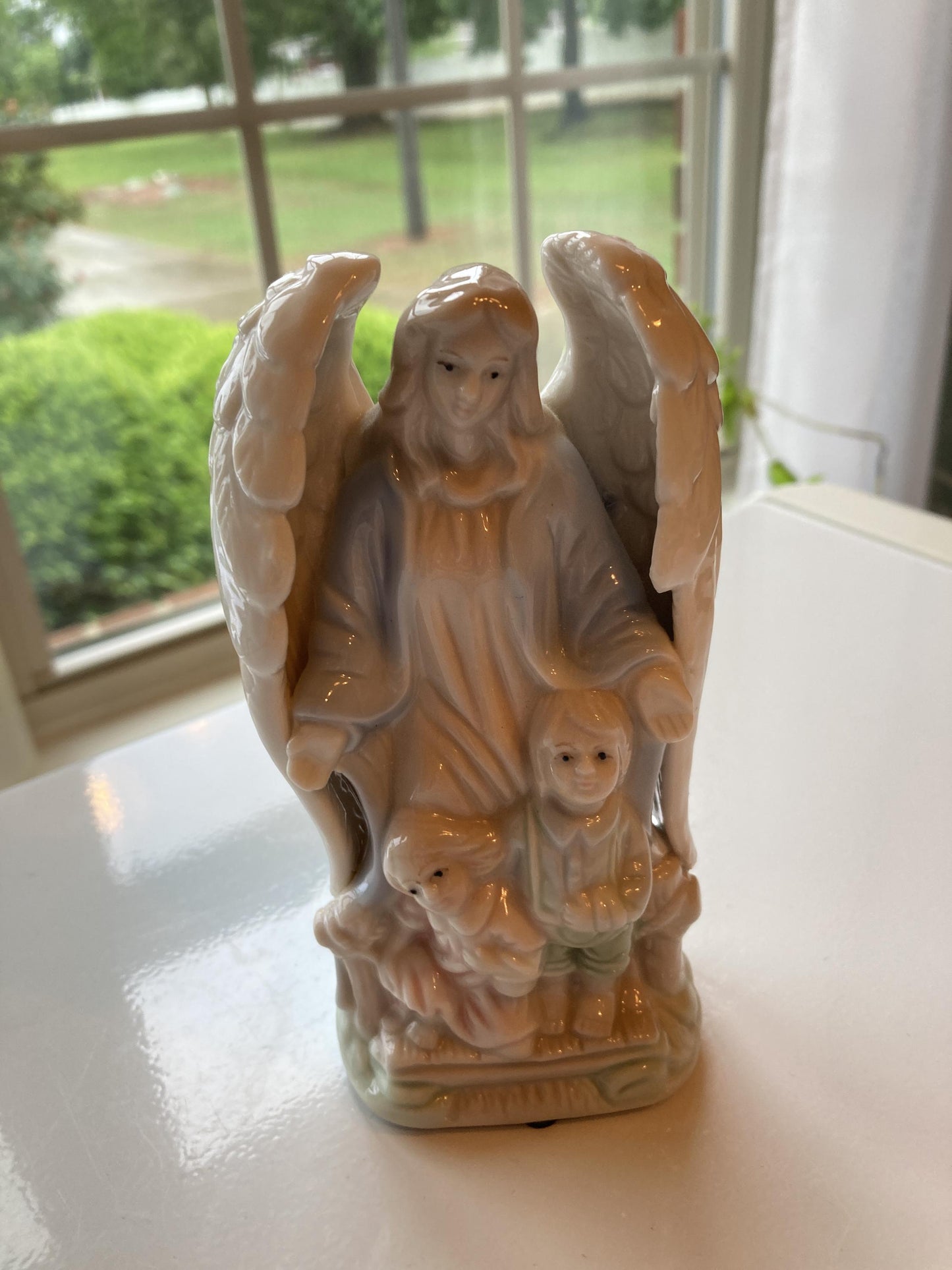 Vintage Guardian Angel with Children Figurine