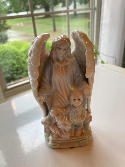 Vintage Guardian Angel with Children Figurine