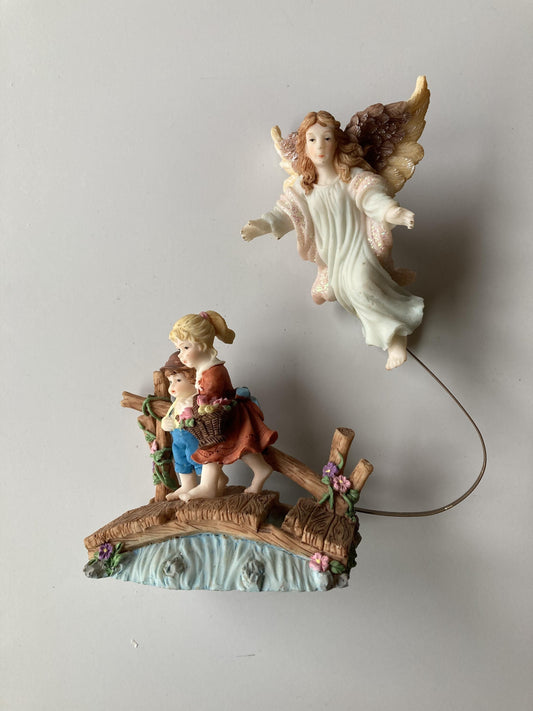 Vintage Guardian Angel and Children Figurine