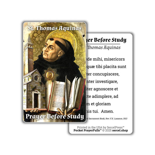 Prayer of St. Thomas Aquinas Before Study in LATIN: Pocket PrayerFulls™ | Uncompromising Holy Cards — Built to Last. Backed for Life