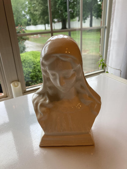 Vintage White Porcelain Virgin Mary Bust