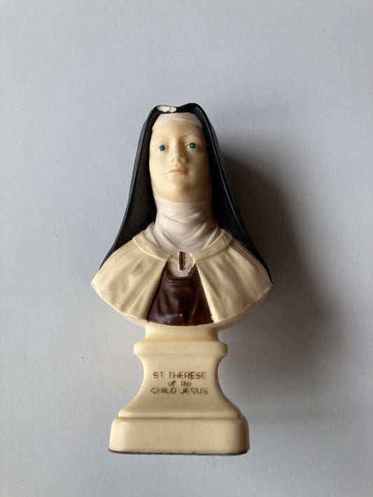 Vintage St. Therese "St. Therese's New American Center Chicago" Hard Plastic Souvenir Bust