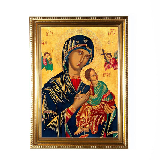 Our Lady of Perpetual Help, Hand-Framed Original Design—Restored Antique Artwork—Gold Frame, Wall Decor, Blessed Virgin, 5x7, 8x10