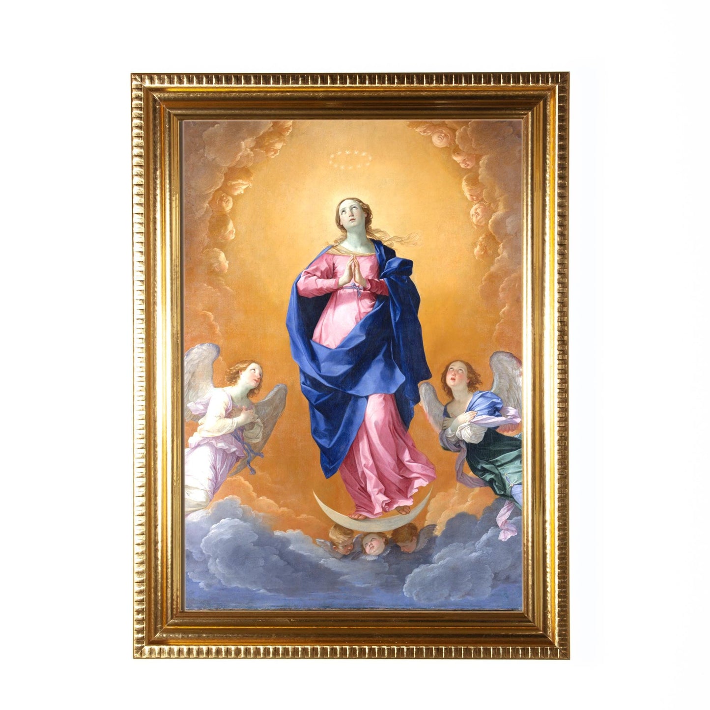 Immaculate Conception, Hand-Framed Original Design—Restored Antique Artwork—Gold Frame, Wall Decor, Home Altar, Blessed Virgin, 5x7, 8x10