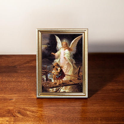 Guardian Angels Collector’s Bundle – Framed Religious Art, Magnets & Prayer Cards – Handmade Angels Gift Set