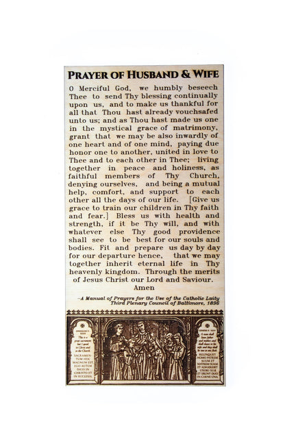 Prayer of Husband & Wife – 6x12 or 4x8 Wood Wall Plaque – Engraved Baltic Birch – Catholic Marriage Gift, Home Altar Decor, Made in the USA