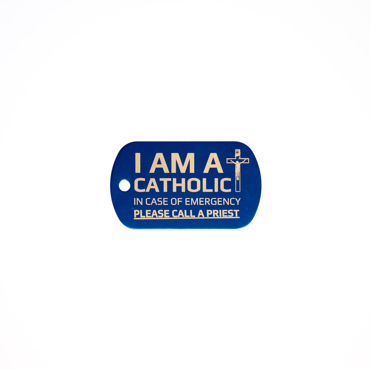 I AM A CATHOLIC Keychain Tag – Call a Priest Emergency Tag – Laser Engraved Metal ID – Red, Black, or Blue – Catholic Gift Key Ring