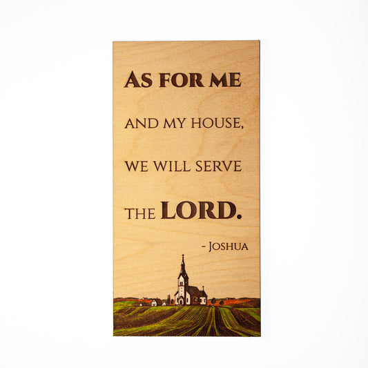 As For Me And My House, We Will Serve The LORD - Joshua, Hand-Colored, Laser-Engraved, Mini Wood Wall Art, Engraved in the USA