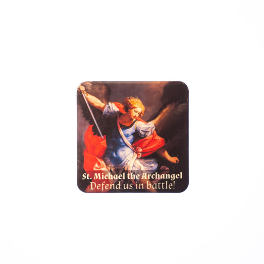 St. Michael Catholic Magnet – Sacred Artwork – Durable Metal Frame – Handmade Devotional Gift – Fridge, File Cabinet, Locker