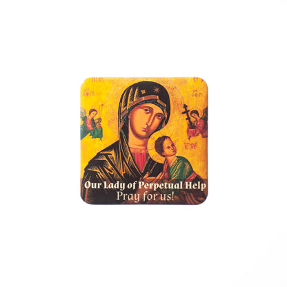 Our Lady of Perpetual Help Catholic Magnet – Sacred Artwork – Durable Metal Frame – Handmade Devotional Gift – Fridge, File Cabinet, Locker