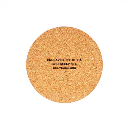 Memento Mori Catholic Coaster – Skull and Crosses Design – Laser Engraved Cork – Latin & English “Remember, Man, That Thou Art Dust”