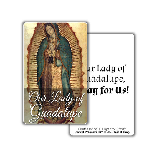Our Lady of Guadalupe, Durable Plastic Holy Card - English or Spanish - Catholic Wallet Card - Made in the USA - Pocket PrayerFulls™