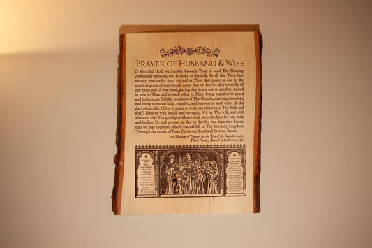 Prayer of Husband and Wife, 12 x 16 inch Laser-Engraved Wood Wall Art, Large, Engraved in the USA, Catholic Living