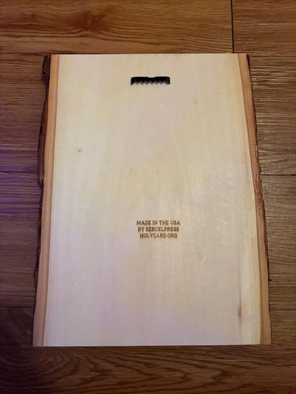 Sacred Heart of Jesus, Learn From Me (Matthew) 9" x 13" Laser-Engraved Wood Wall Art with Bark Edge, Engraved in the USA, Catholic Living