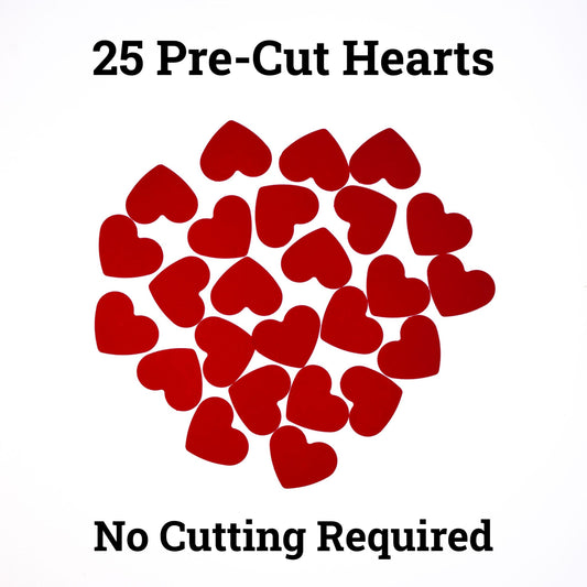 Red Heart Paper Cutouts (25 Pack) – 1" Cardstock Hearts (65 lb / 176 gsm) – Valentine Craft Supplies, Confetti, Scrapbooking, Wedding