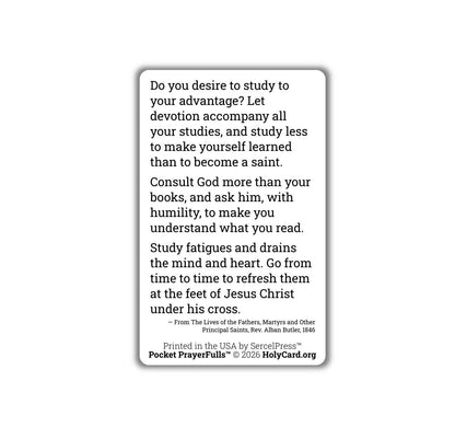 Saint Vincent Ferrer, On Study – Durable Plastic Card – Catholic Study Motivation – Pocket PrayerFulls — Built to Last. Backed for Life