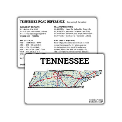 Tennessee Interstate Highway Map Wallet Card – Emergency Navigation Reference – Waterproof EDC Road Map – Pocket Prepared™ Plastic Card