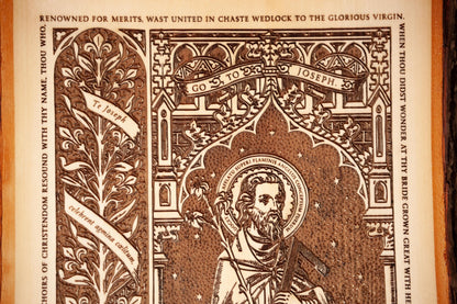 Saint Joseph the Worker Laser-Engraved Wood Wall Art, 9 x 16 inches with Rustic Bark Edge, Engraved in the USA, Catholic Living
