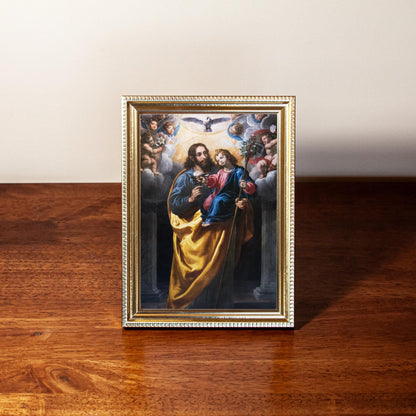 Saint Joseph Framed Print, Hand-Framed Original Design—Restored Antique Artwork—Gold Frame, Catholic Wall Decor, Home Altar, 5x7, 8x10