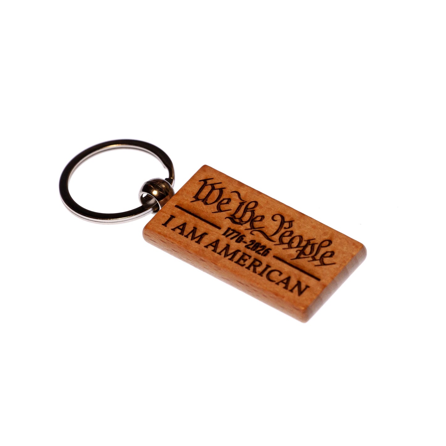 We The People Keychain – 1776–2026 American 250th Anniversary – Engraved Wood USA Flag Keychain – Patriotic Gift, Made in USA