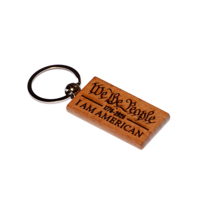 We The People Keychain – 1776–2026 American 250th Anniversary – Engraved Wood USA Flag Keychain – Patriotic Gift, Made in USA