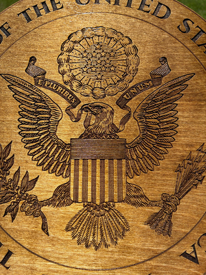 Great Seal of the United States Wood Plaque – 12" Patriotic Wall Art – 1776–2026 American 250th Anniversary Decor