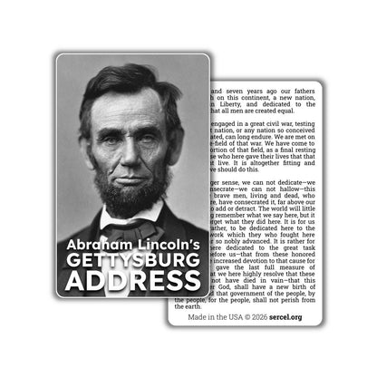 Gettysburg Address Wallet Card – Abraham Lincoln Speech – Durable Plastic EDC Card – US History, Patriotic Gift, Classroom