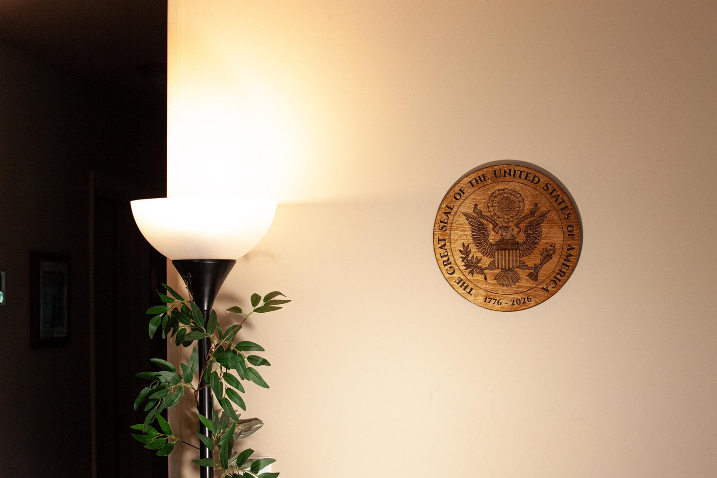 Great Seal of the United States Wood Plaque – 12" Patriotic Wall Art – 1776–2026 American 250th Anniversary Decor