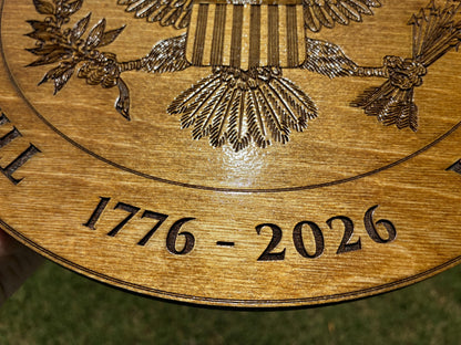 Great Seal of the United States Wood Plaque – 12" Patriotic Wall Art – 1776–2026 American 250th Anniversary Decor