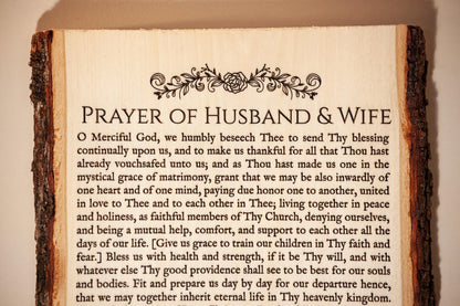 Catholic Prayer of Husband & Wife Wall Art | Wedding Gift for Catholic Couple | Anniversary Gift | Engraved Wood Prayer Plaque | Made in USA