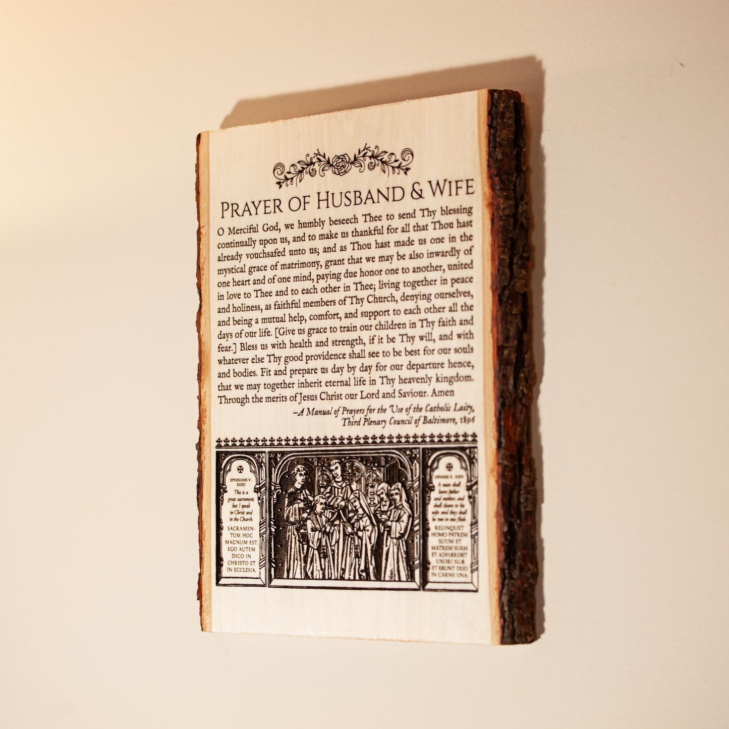 Catholic Prayer of Husband & Wife Wall Art | Wedding Gift for Catholic Couple | Anniversary Gift | Engraved Wood Prayer Plaque | Made in USA