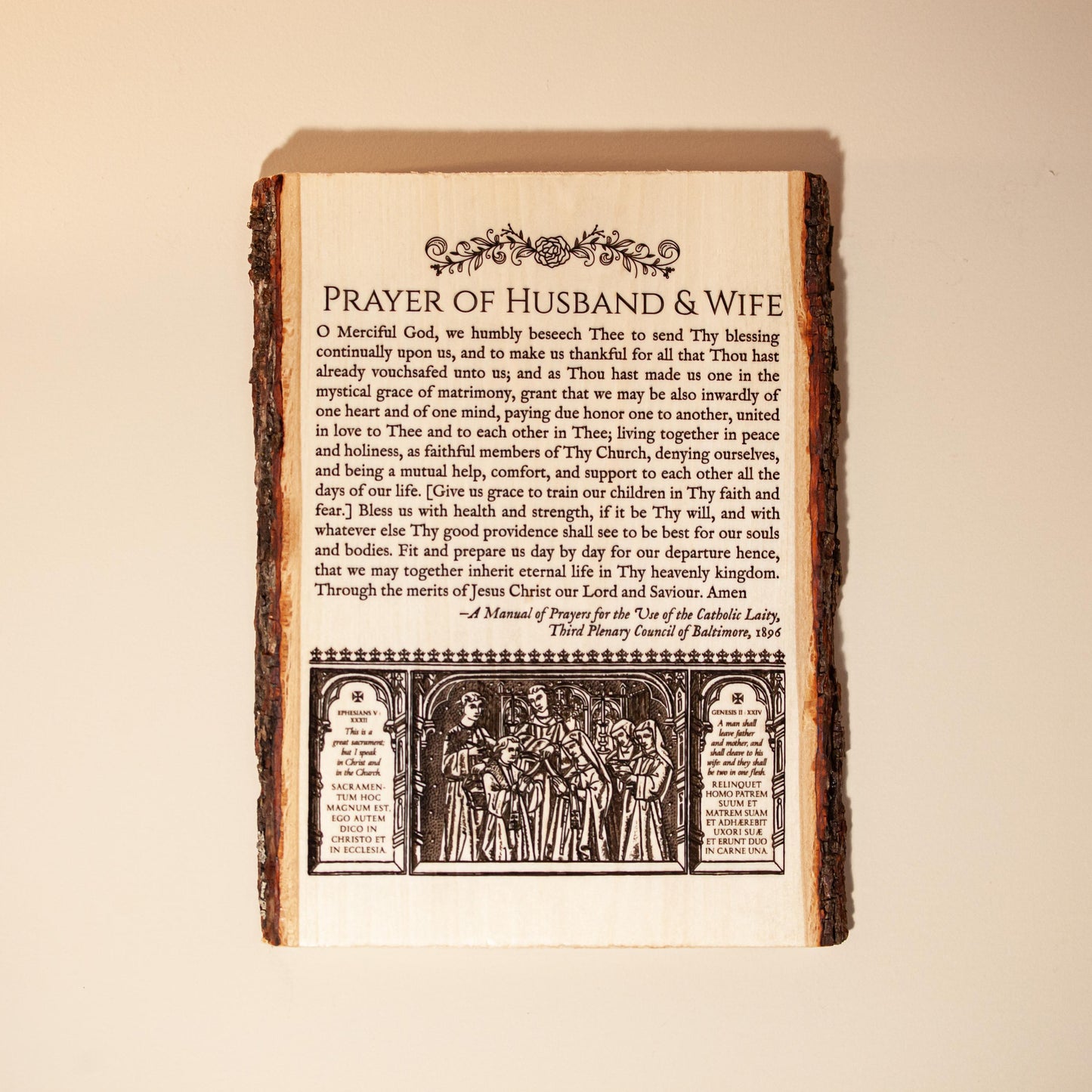 Catholic Prayer of Husband & Wife Wall Art | Wedding Gift for Catholic Couple | Anniversary Gift | Engraved Wood Prayer Plaque | Made in USA