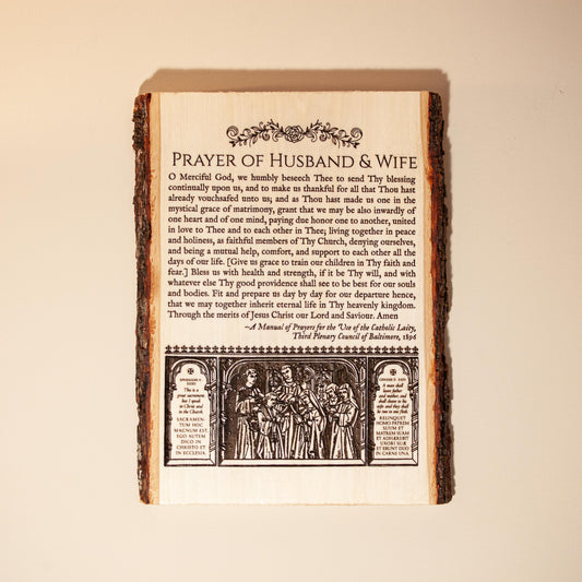 Catholic Prayer of Husband & Wife Wall Art | Wedding Gift for Catholic Couple | Anniversary Gift | Engraved Wood Prayer Plaque | Made in USA