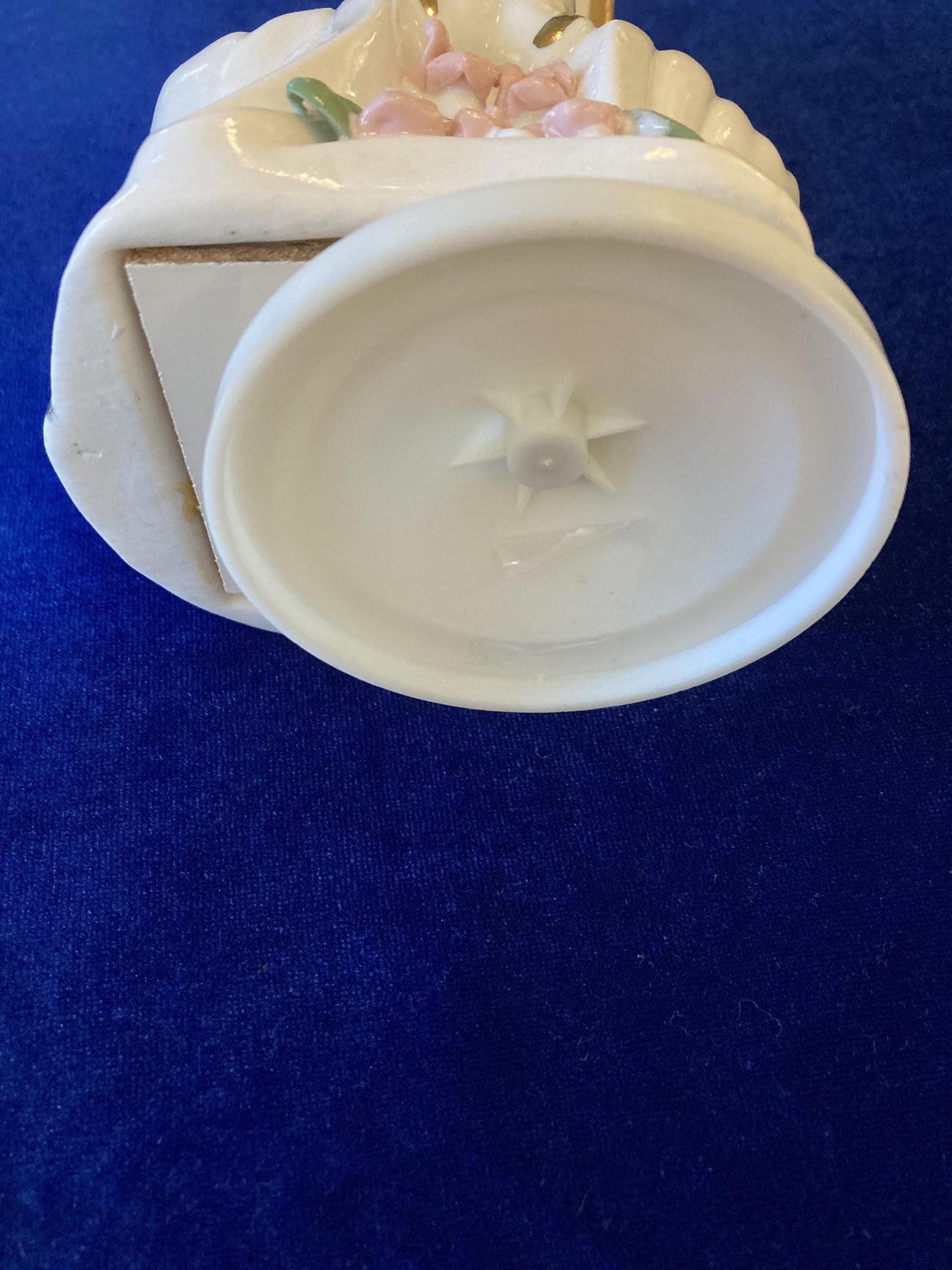 Vintage Mary Rotating Music Box with Roses, Porcelain, 6.75 inches