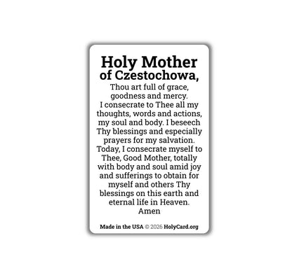 Our Lady of Czestochowa Prayer Card – Durable Plastic Holy Card – Black Madonna Catholic Wallet Card – Made in the USA – Pocket PrayerFulls™