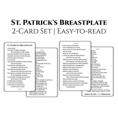 St. Patrick's Breastplate Prayer Card – Lorica of St. Patrick – 1 Card or 2 Card Set – Durable Plastic Catholic Holy Card – Made in the USA