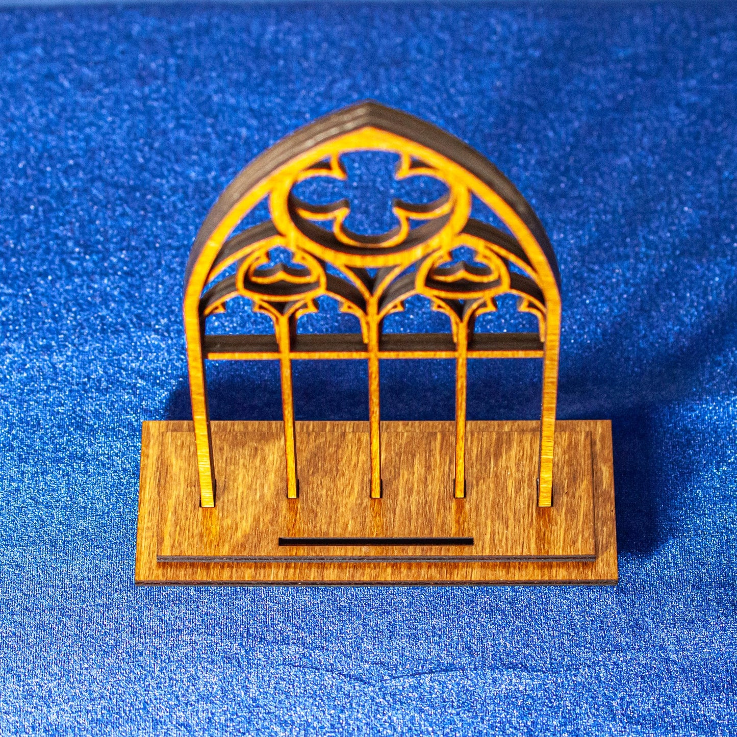 Gothic Cathedral Holy Card Display - Wood Stand for Pocket PrayerFulls™ Holy Cards - Catholic Desk, Shelf, Prayer Corner - Made in USA